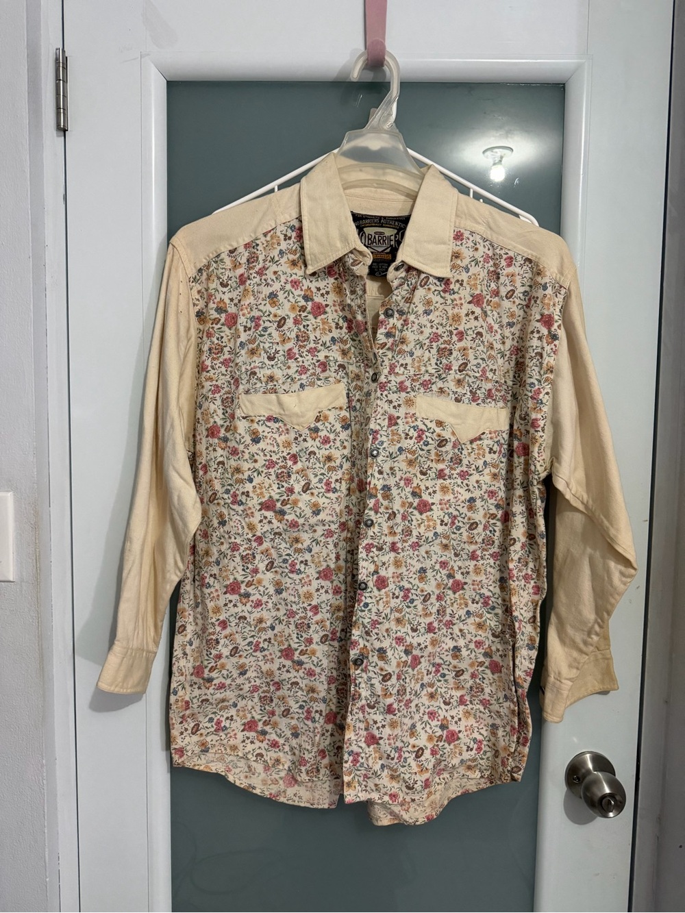 Vintage-Inspired Floral Button-Up Shirt - Beige Floral